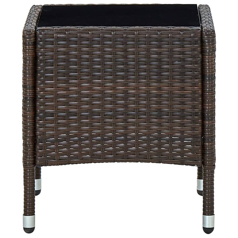 Outdoor Patio Poly Rattan Garden Side Coffee Table With Glass Top Outside Tables