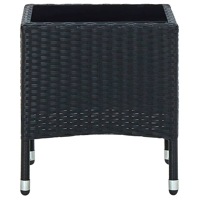Outdoor Patio Poly Rattan Garden Side Coffee Table With Glass Top Outside Tables