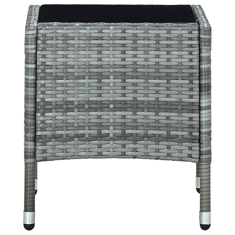 Outdoor Patio Poly Rattan Garden Side Coffee Table With Glass Top Outside Tables