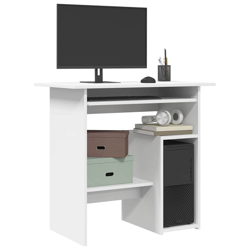 Modern Wooden Home Office Computer Desk Table With Keyboard Tray Storage