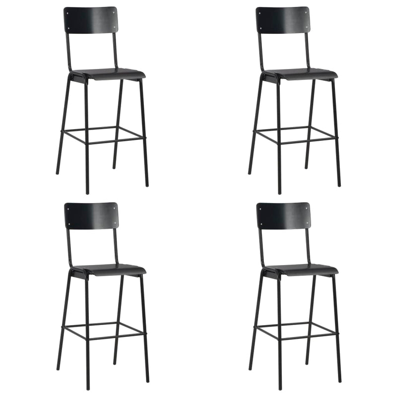 Bar Chairs 4 pcs Black Solid Plywood Steel