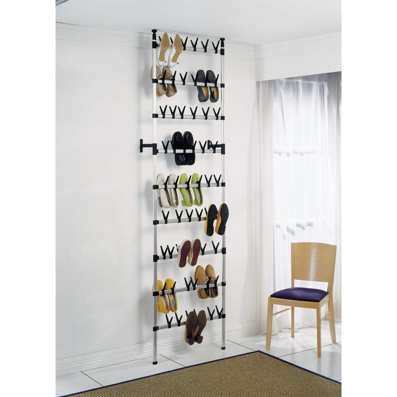 Telescopic Shoe Rack with Rods Aluminium