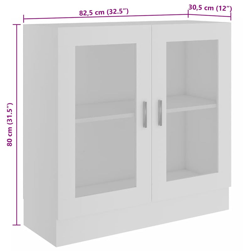 Modern Wooden 2 Glass Doors Vitrine Storage Cabinet Dining Room Unit