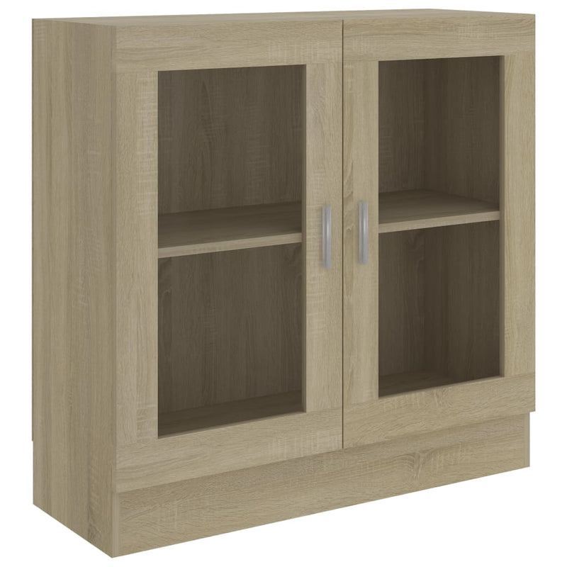 Modern Wooden 2 Glass Doors Vitrine Storage Cabinet Dining Room Unit