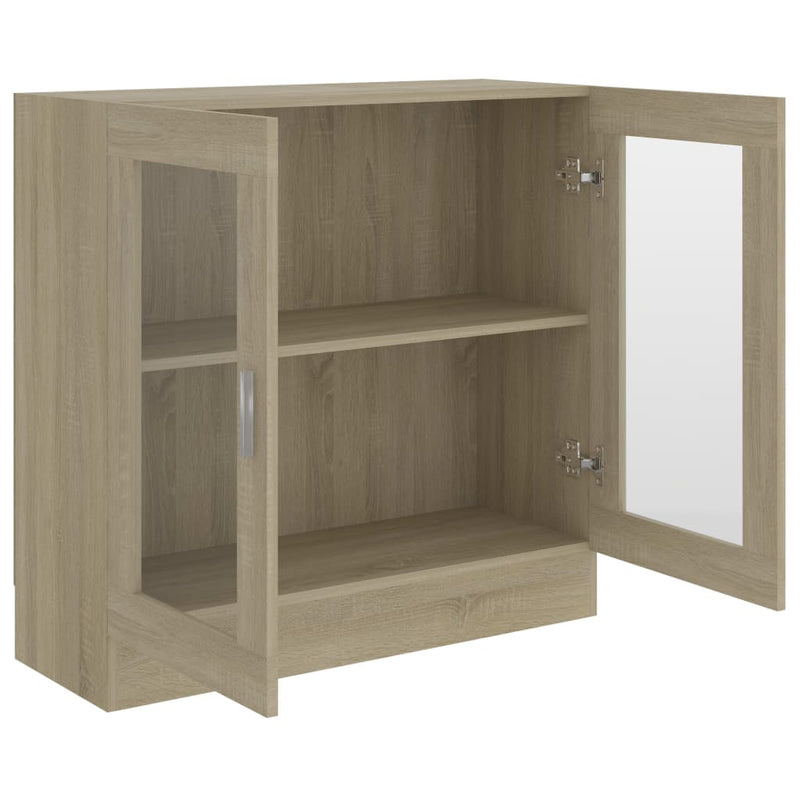 Modern Wooden 2 Glass Doors Vitrine Storage Cabinet Dining Room Unit