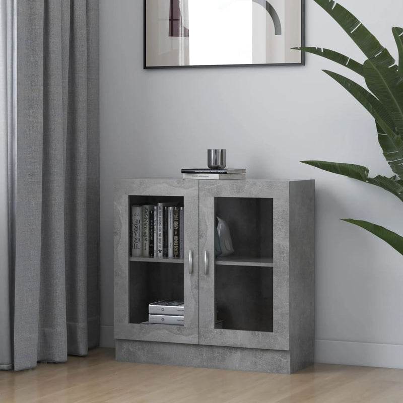 Modern Wooden 2 Glass Doors Vitrine Storage Cabinet Dining Room Unit