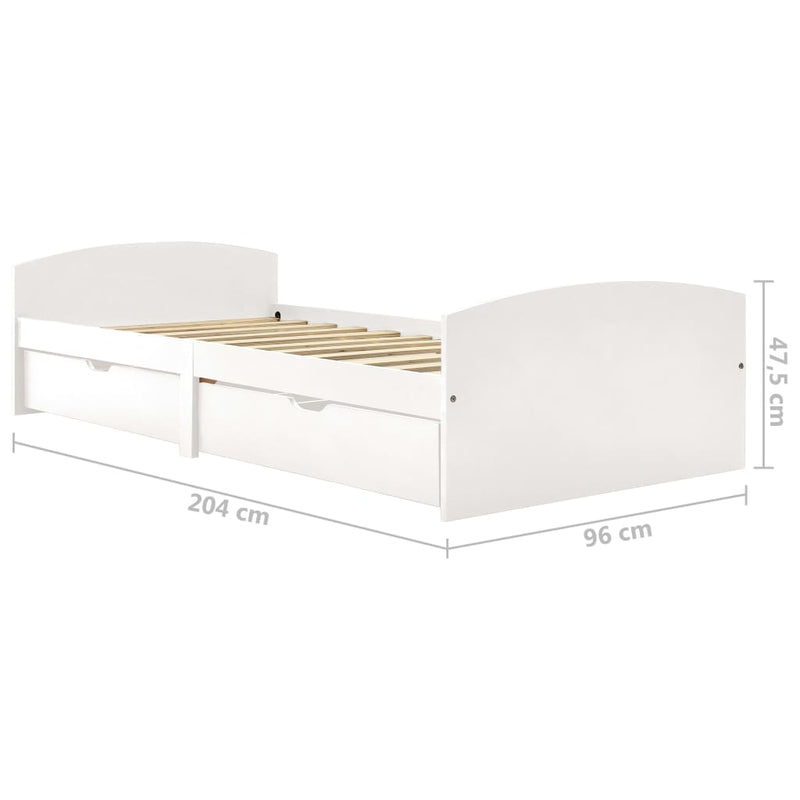 Bed Frame with 2 Drawers without Mattress White 90x200 cm