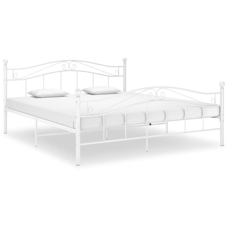 Bed Frame without Mattress White Metal 160x200 cm