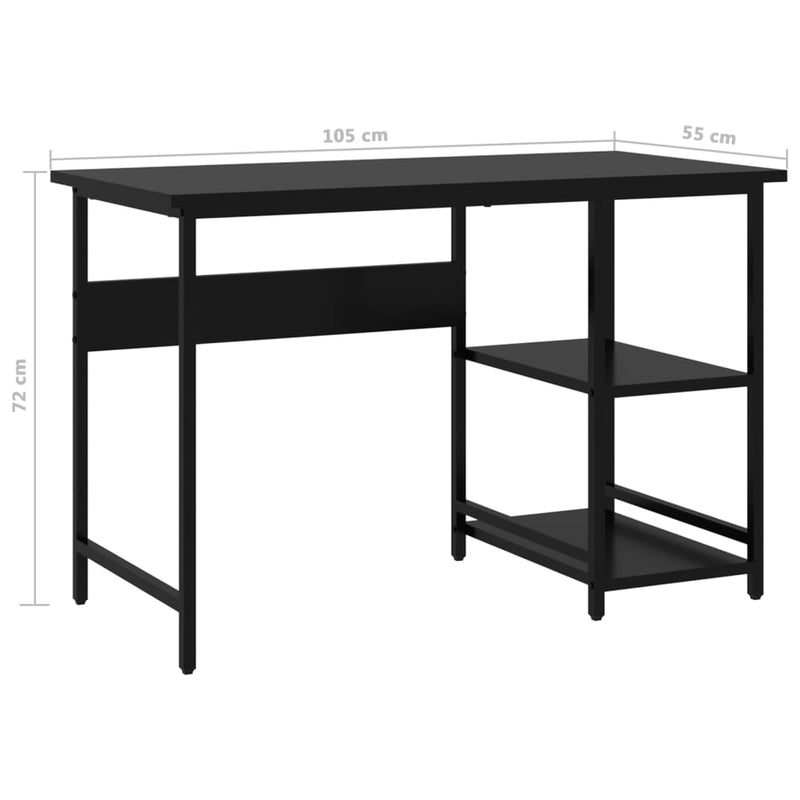 Computer Desk Black 105x55x72 cm MDF and Metal