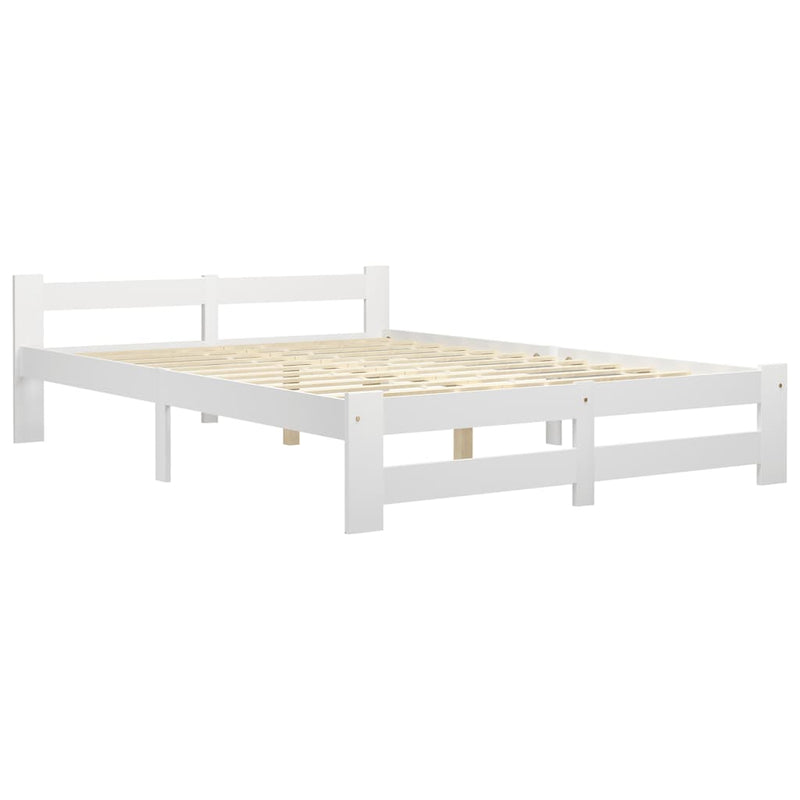 Bed Frame without Mattress White Solid Pine Wood 120x200 cm