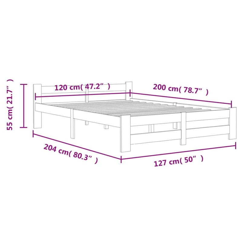 Bed Frame without Mattress White Solid Pine Wood 120x200 cm