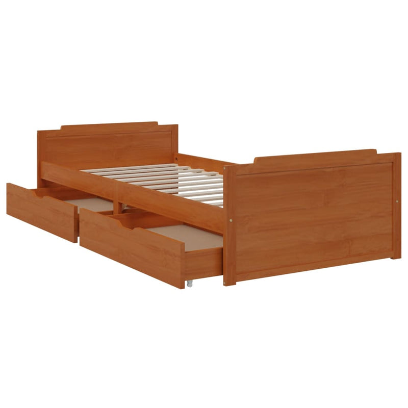 Bed Frame without Mattress Honey Brown Solid Wood Pine 90x200 cm