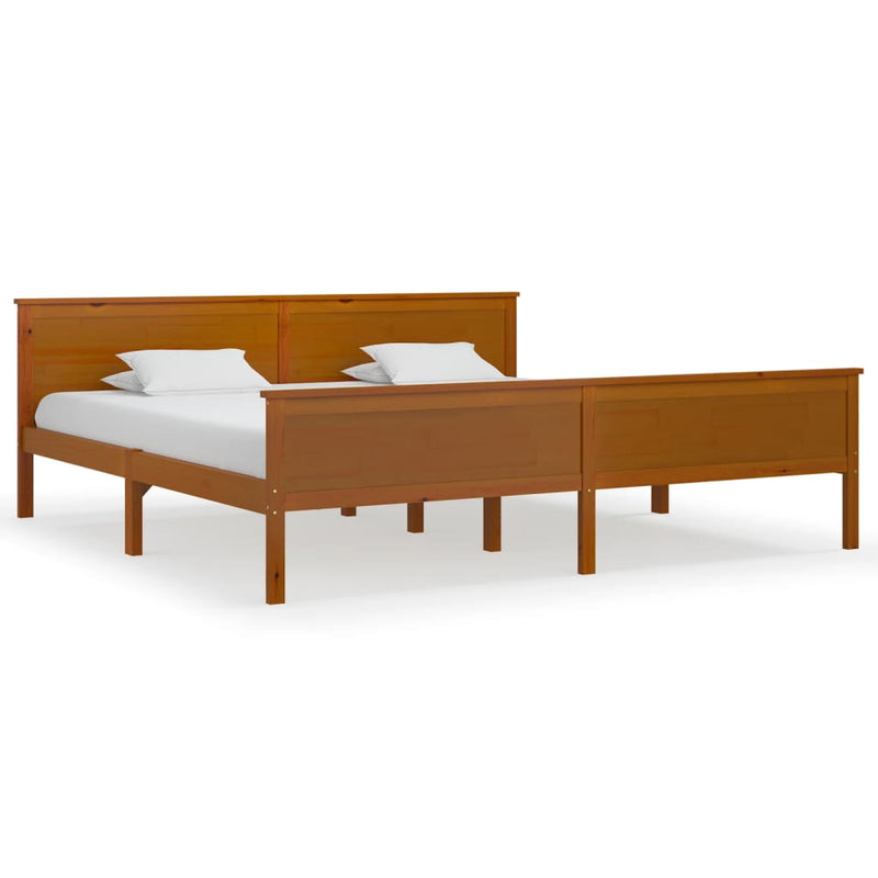 Bed Frame without Mattress Honey Brown Solid Wood Pine 200x200cm