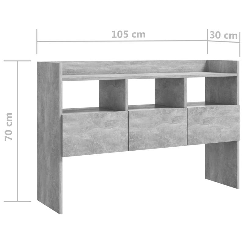 Sideboard Concrete Grey 105x30x70 cm Engineered Wood