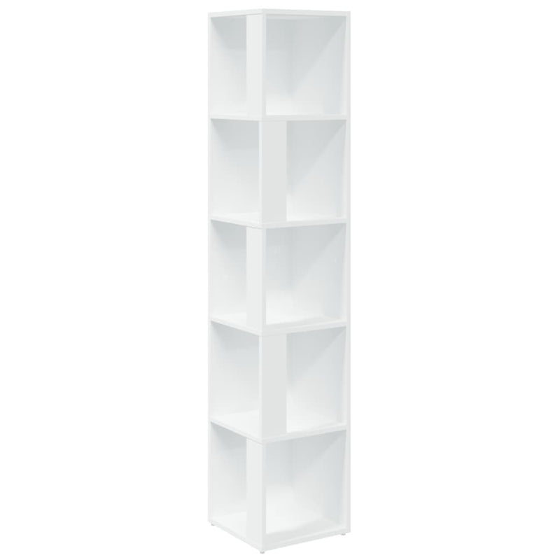 Modern Wooden 5-Tier Corner Bookcase Book Storage Cabinet Wood Shelving