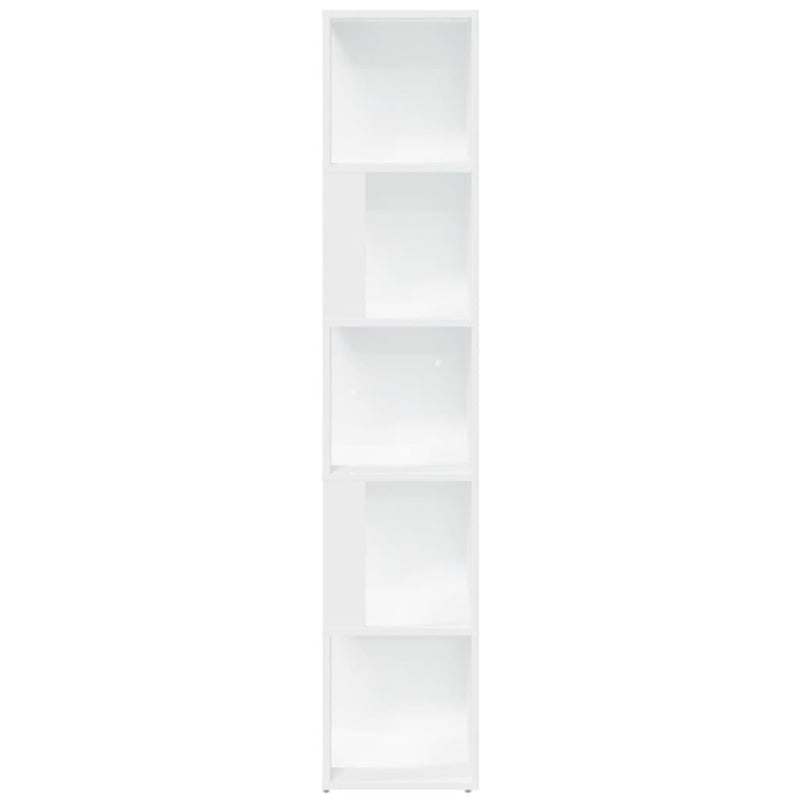 Modern Wooden 5-Tier Corner Bookcase Book Storage Cabinet Wood Shelving