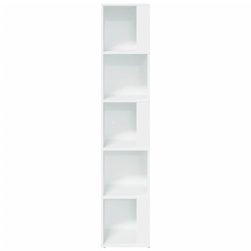 Modern Wooden 5-Tier Corner Bookcase Book Storage Cabinet Wood Shelving