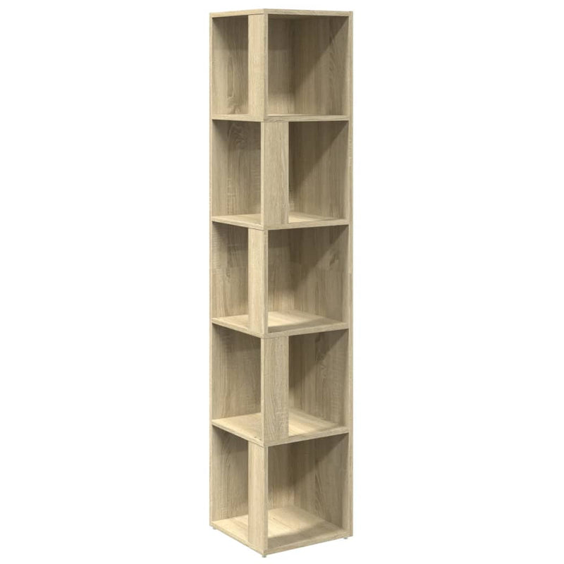 Modern Wooden 5-Tier Corner Bookcase Book Storage Cabinet Wood Shelving