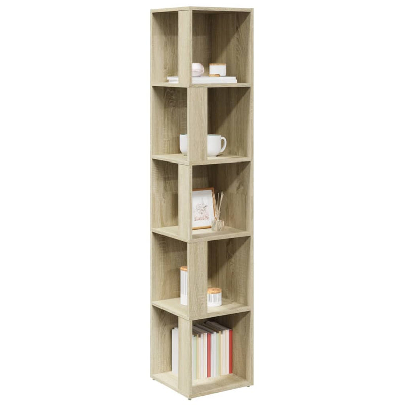 Modern Wooden 5-Tier Corner Bookcase Book Storage Cabinet Wood Shelving