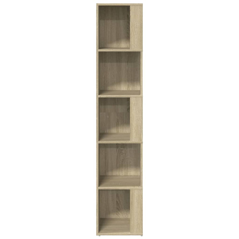 Modern Wooden 5-Tier Corner Bookcase Book Storage Cabinet Wood Shelving