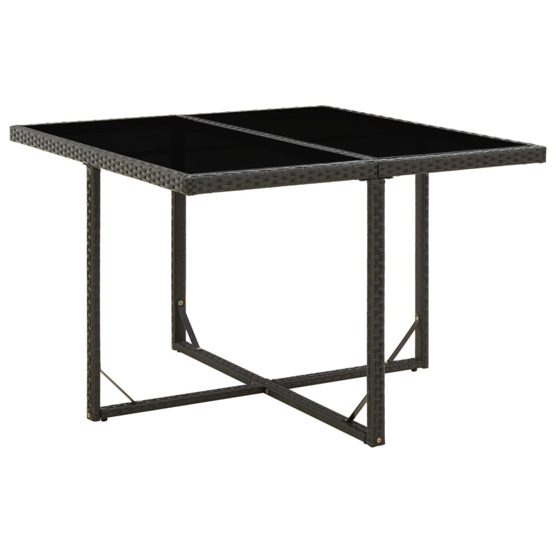 Outdoor Patio Square Poly Rattan Garden Dining Table With Glass Top Outside