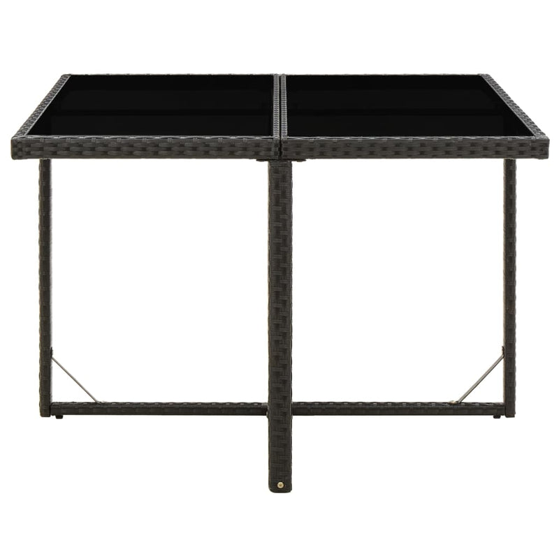 Outdoor Patio Square Poly Rattan Garden Dining Table With Glass Top Outside