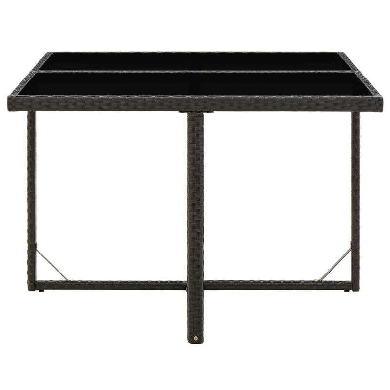 Outdoor Patio Square Poly Rattan Garden Dining Table With Glass Top Outside