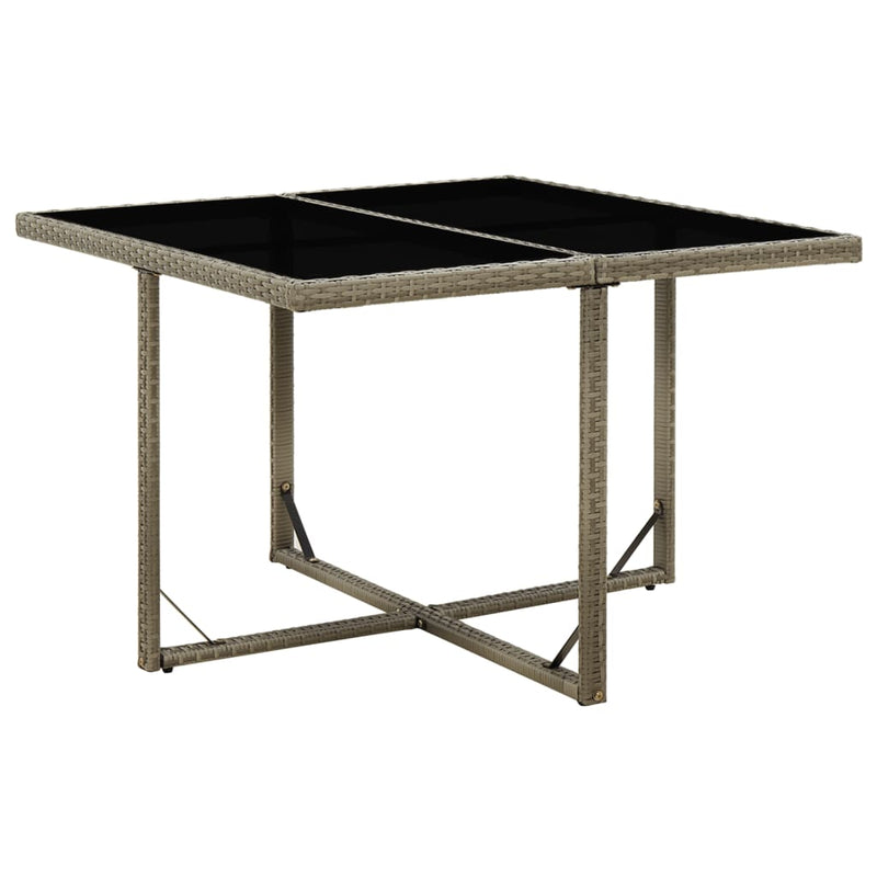 Outdoor Patio Square Poly Rattan Garden Dining Table With Glass Top Outside