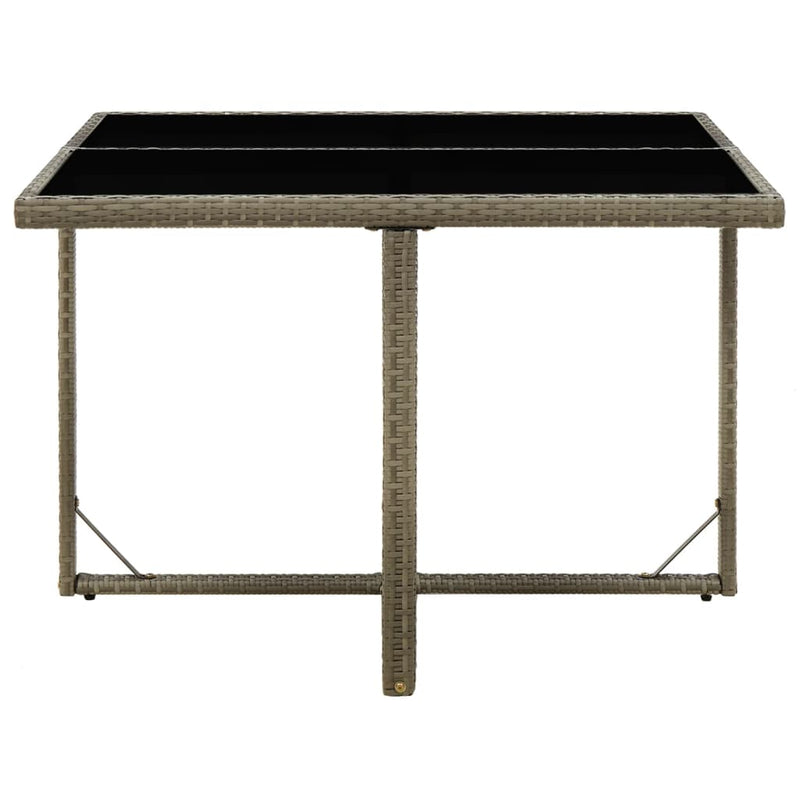 Outdoor Patio Square Poly Rattan Garden Dining Table With Glass Top Outside