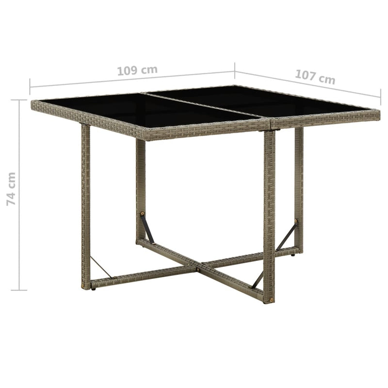 Outdoor Patio Square Poly Rattan Garden Dining Table With Glass Top Outside