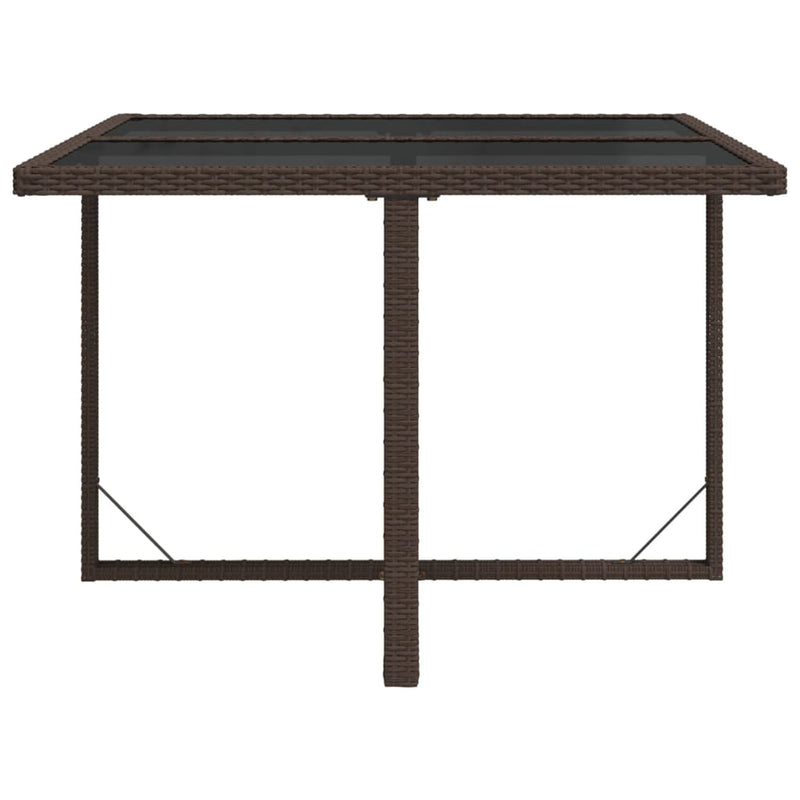 Outdoor Patio Square Poly Rattan Garden Dining Table With Glass Top Outside