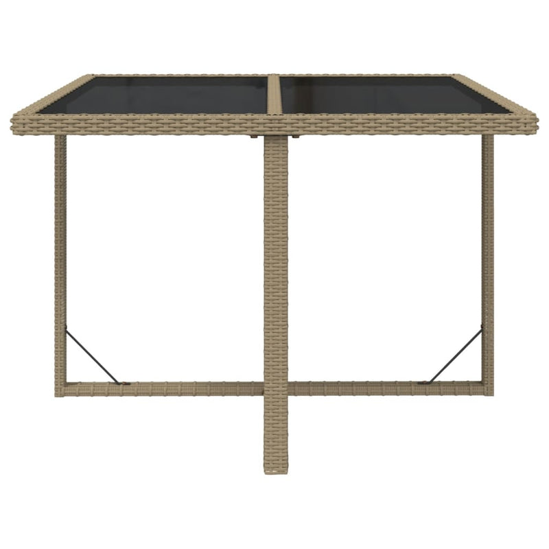 Outdoor Patio Square Poly Rattan Garden Dining Table With Glass Top Outside
