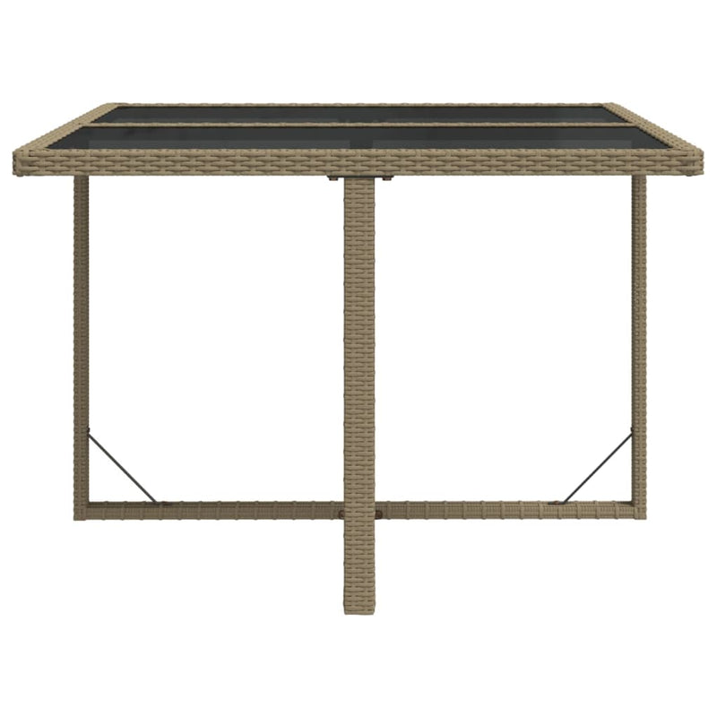 Outdoor Patio Square Poly Rattan Garden Dining Table With Glass Top Outside