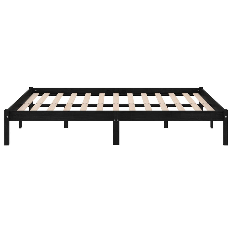 Bed Frame without Mattress Black Solid Wood King Size