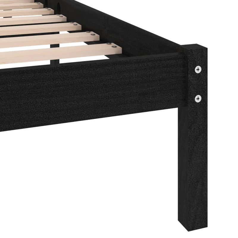 Bed Frame without Mattress Black Solid Wood King Size