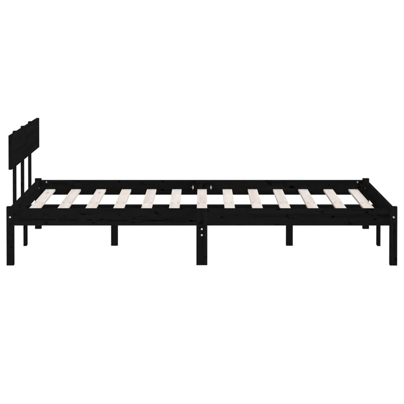 Bed Frame without Mattress Black Solid Wood 140x190 cm
