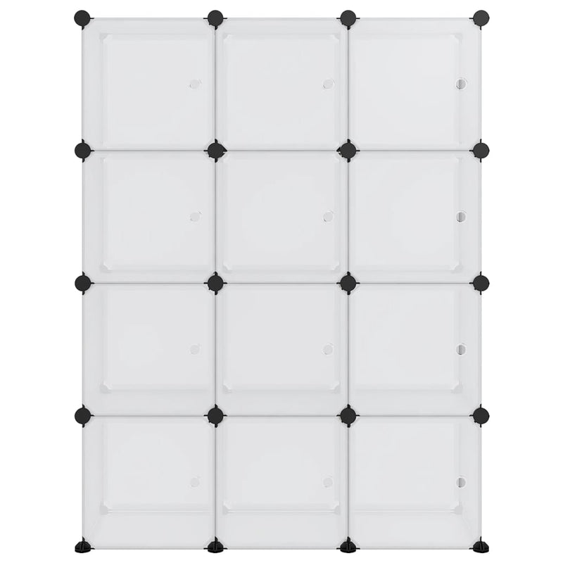 Storage Cube Organiser with 12 Cubes and Doors Transparent PP