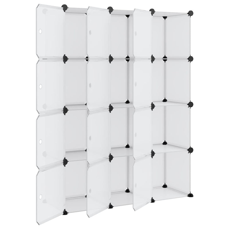 Storage Cube Organiser with 12 Cubes and Doors Transparent PP
