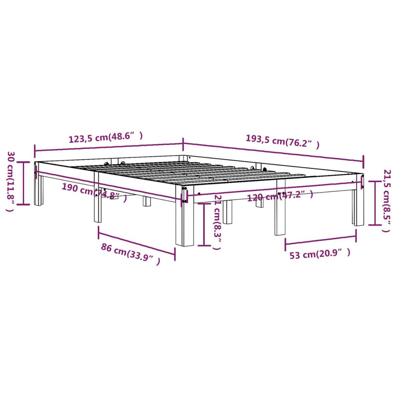 Bed Frame without Mattress 120x190cm Small Double