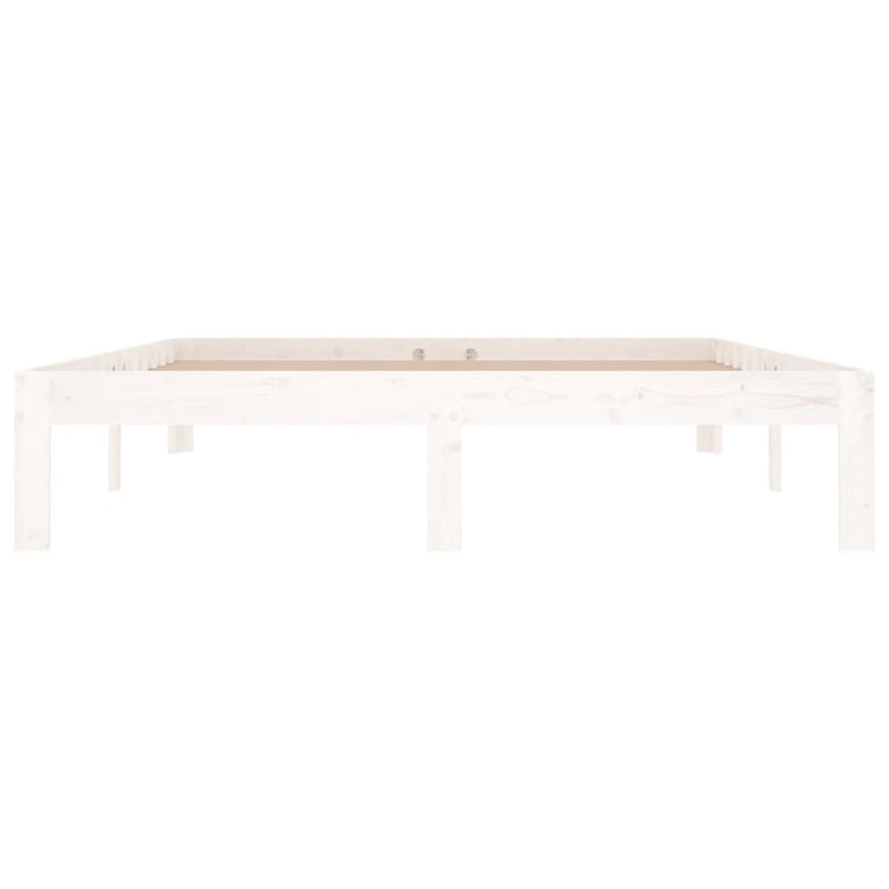 Bed Frame without Mattress White Solid Wood Pine 140x190cm