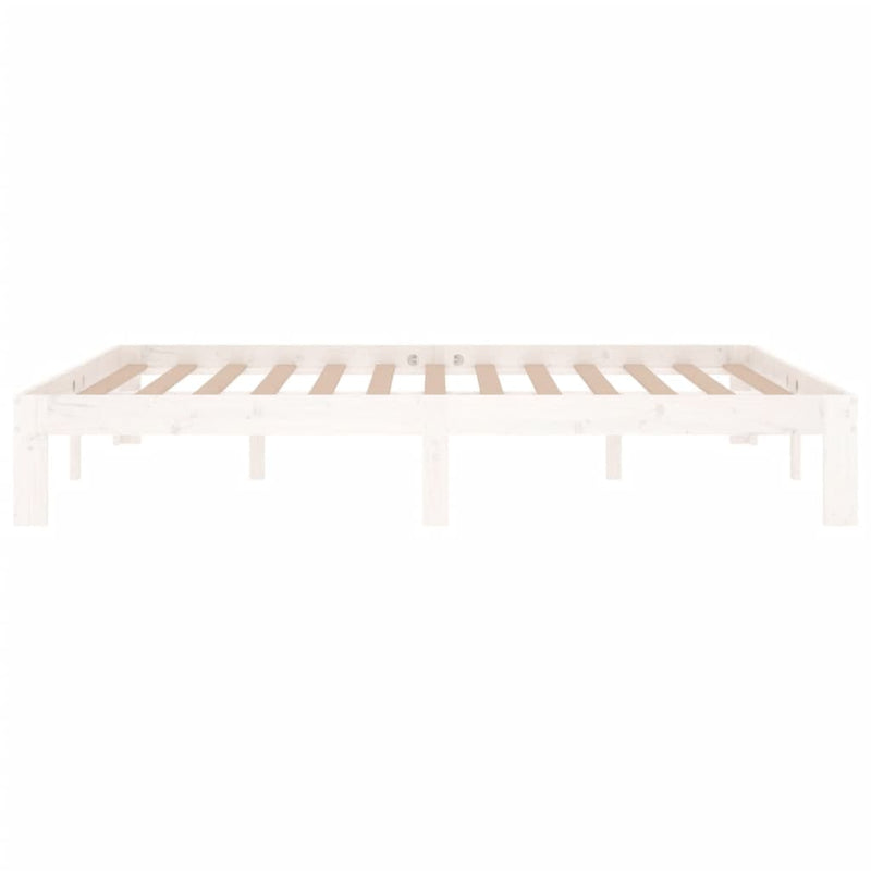 Bed Frame without Mattress White Solid Wood Pine 140x190cm