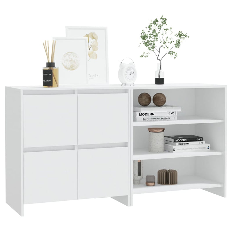 2 Piece Sideboard White Engineered Wood