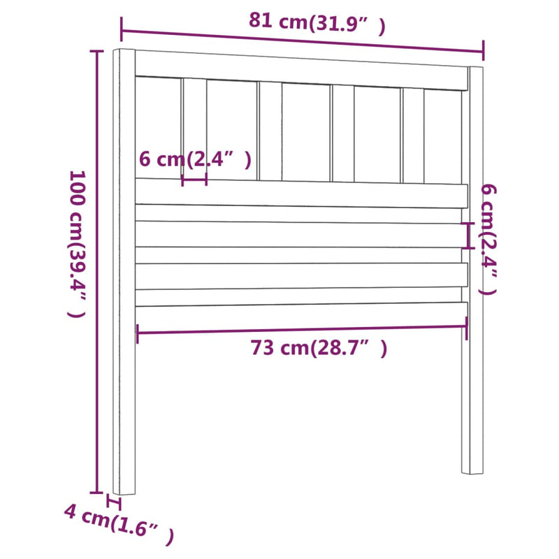 Bed Headboard Honey Brown 81x4x100 cm Solid Wood Pine