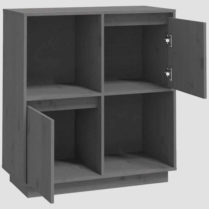 Sideboard Grey 74x35x80 cm Solid Wood Pine