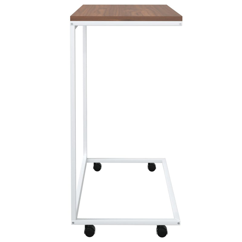Side Table with Wheels White 55x35x70 cm Engineered Wood