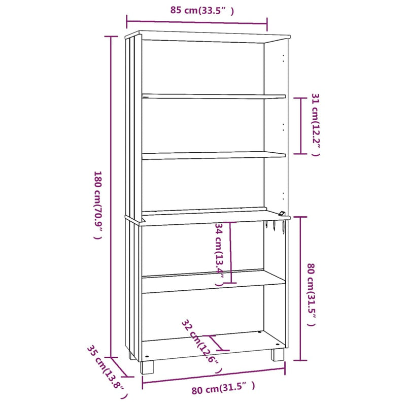 Highboard HAMAR Solid Wood Pine Light Grey