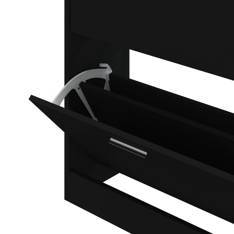 Shoe Cabinet Black 63x24x81 cm Engineered Wood