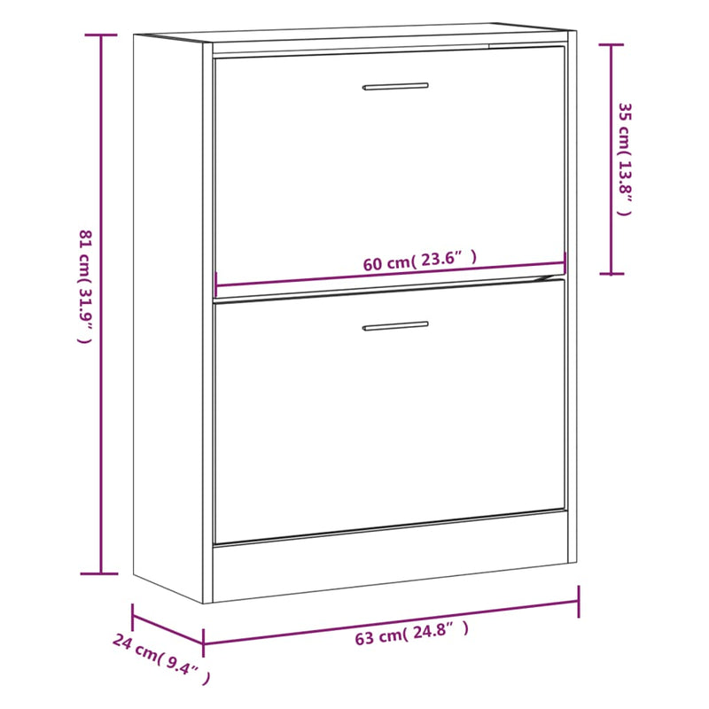 Shoe Cabinet Black 63x24x81 cm Engineered Wood