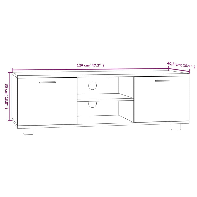 Modern Wooden 47 Inch TV Tele Stand Unit Cabinet With 2 Doors & Open Storage