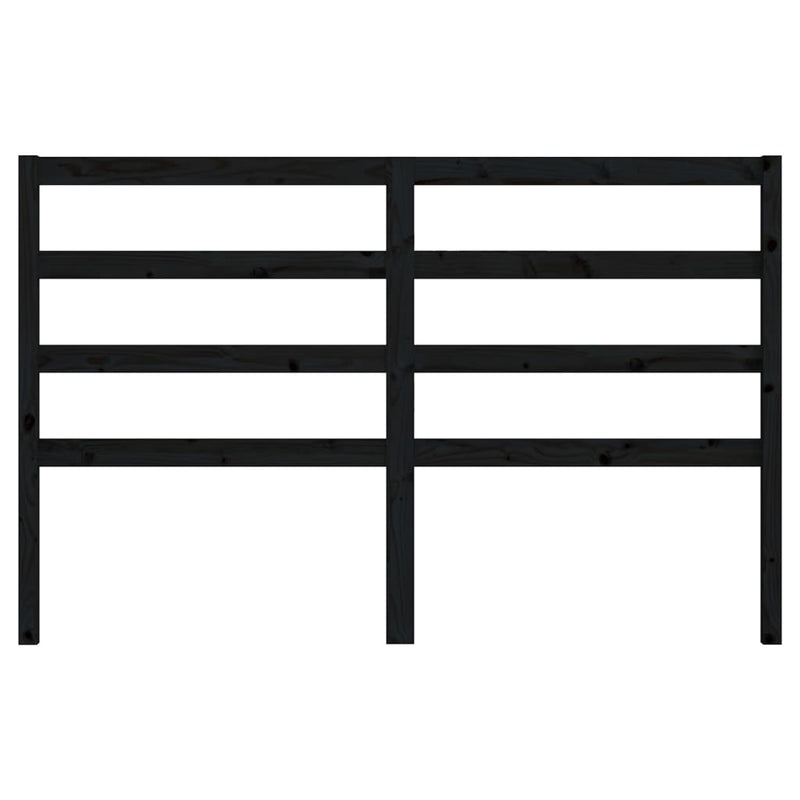 Bed Headboard Black 146x4x100 cm Solid Wood Pine